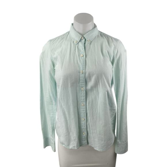 Gap The Fitted Boyfriend Women's Mint Green Long Sleeve Button Down Shirt Top XS - Picture 1 of 5